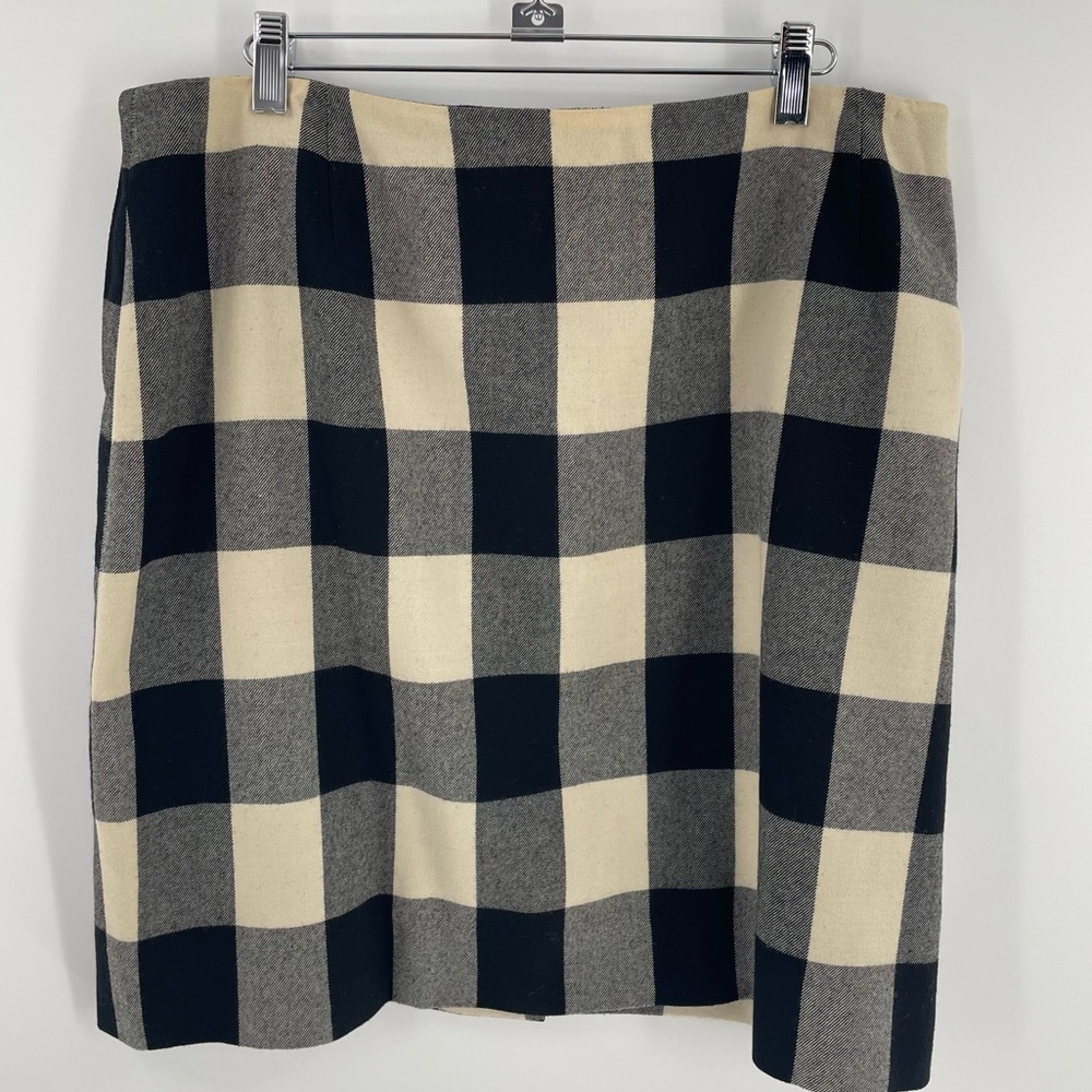 Brooks Brothers Vintage Cream Black Buffalo Plaid Zip Pleat Lined Mini Skirt